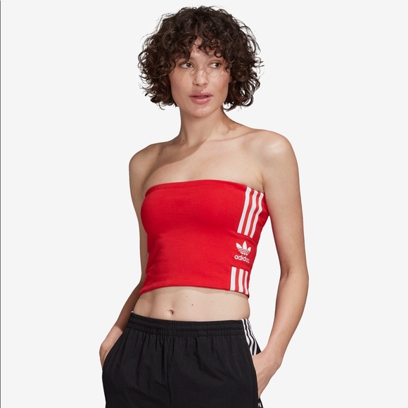 RED ADIDAS BANDEAU TUBE TOP, Size XS - Picture 9 of 14